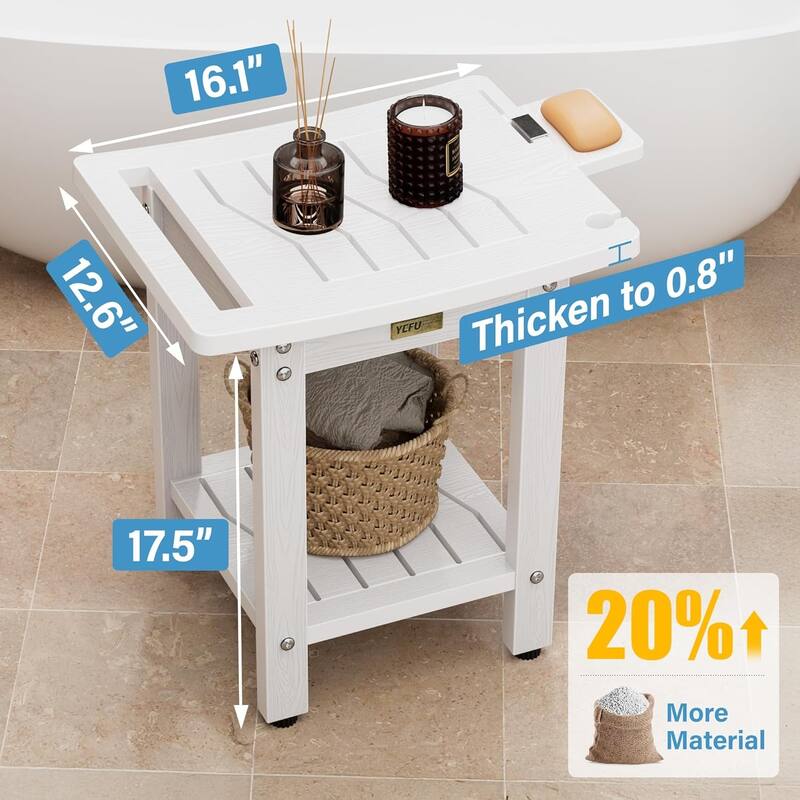 HIPS Shower Bench, 2 Tier Bathroom Chair Seat with Non-Slip Feet