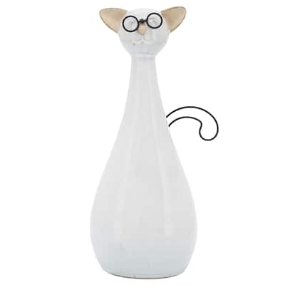 Sagebrook Home Cat Figurine Stoneware Metal Ceramic Decorative Sculpture