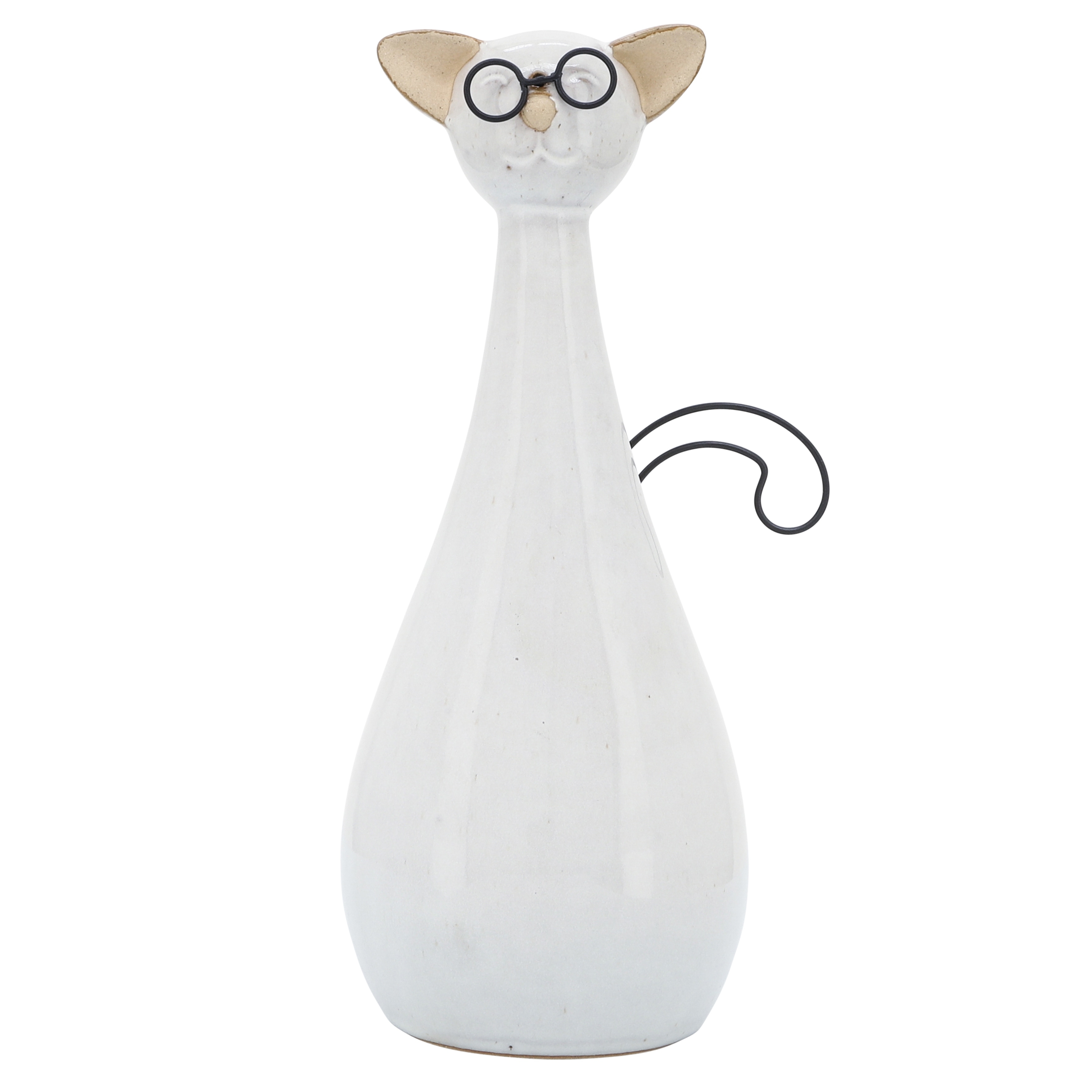 Sagebrook Home Cat Figurine Stoneware Metal Ceramic Decorative Sculpture