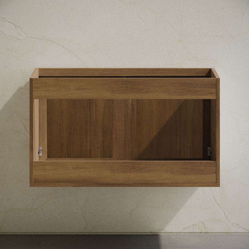 Classe 36" Wall-Mounted Bathroom Vanity In Brown Oak Without Sink Top - 36