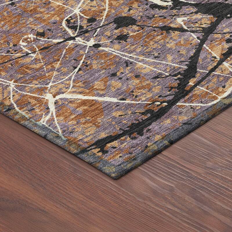 Machine Washable Indoor/ Outdoor Modern Splatter Chantille Rug