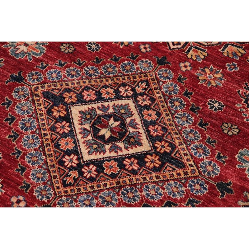 Caucasian Super Kazak Arlo Red/Beige Hand Knotted Wool Rug - 4'9'' x 6'8''
