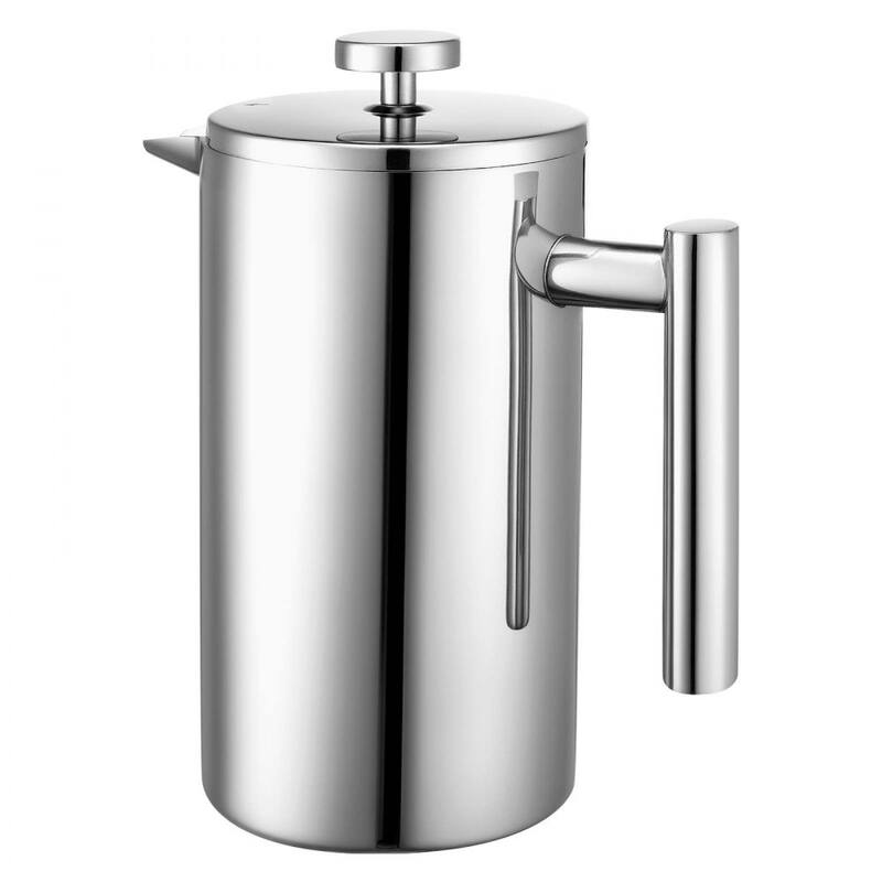 Silver Stainless Steel French Press Coffee Maker Portable