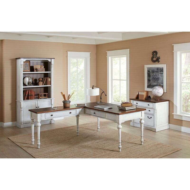 Rustic Wood Lateral File With Locking Legal/Letter File Drawer, Storage Cabinet, White