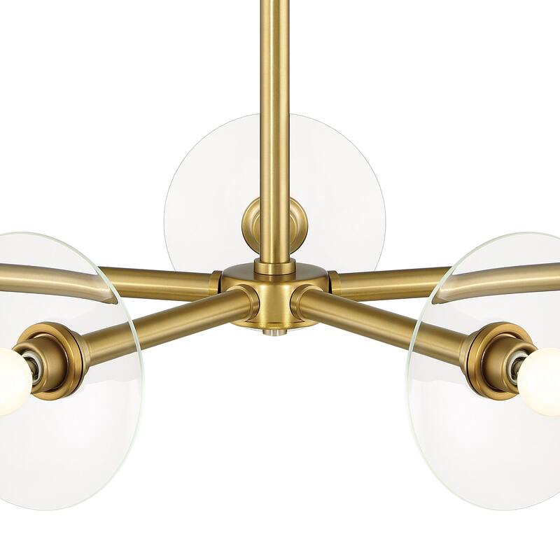 Litto 26.25 in. 5-Light Brushed Gold Modern Chandelier with Clear Glass Shades