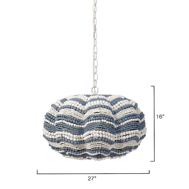 Jamie Young Clamshell Wood Beaded 4-Light Chandelier