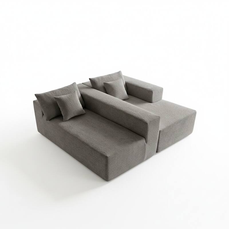 103.54" L-Shaped Modern High-Density Sponge Velvet Modular Sectional Sofa with Chaise & Pillows