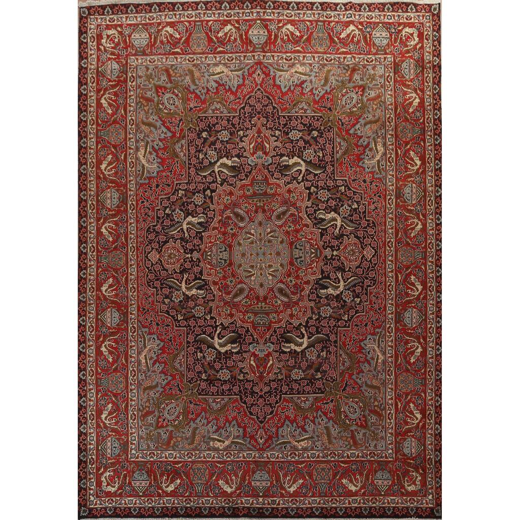 Animal Pictorial Kashmar Persian Wool Area Rug Hand-knotted Carpet - 9'7" x 12'3"