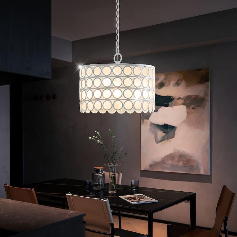 4-Light Modern Farmhouse Glass Drum Chandelier