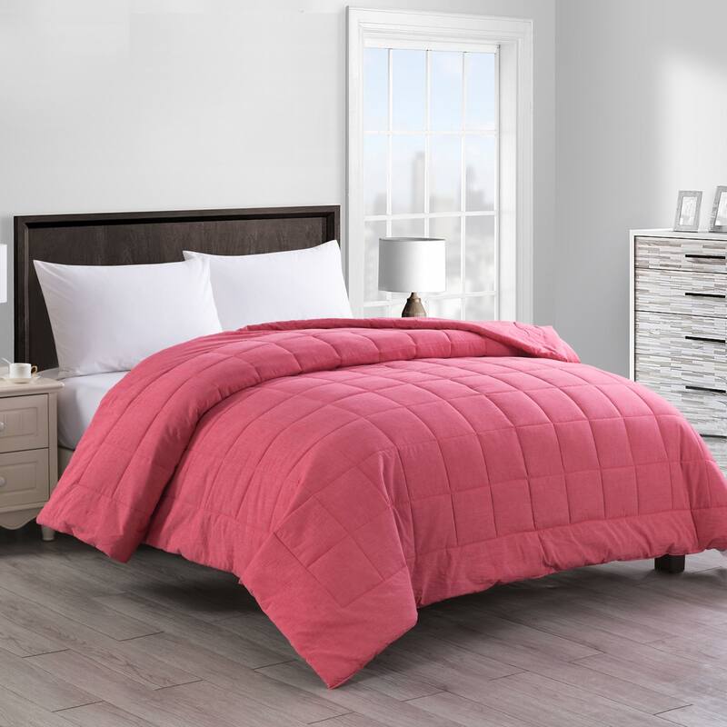 Messy Bed Solid Color Soft Washed Cotton Bed Blanket - Twin - Red