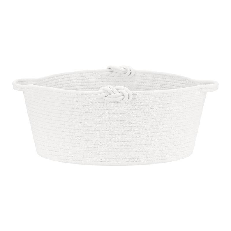 1 Pack Woven Storage Basket Bin with Handle for Blankets, Clothes, Shoes, Organizer Bin for Living Room Home Decor Shelf Closet