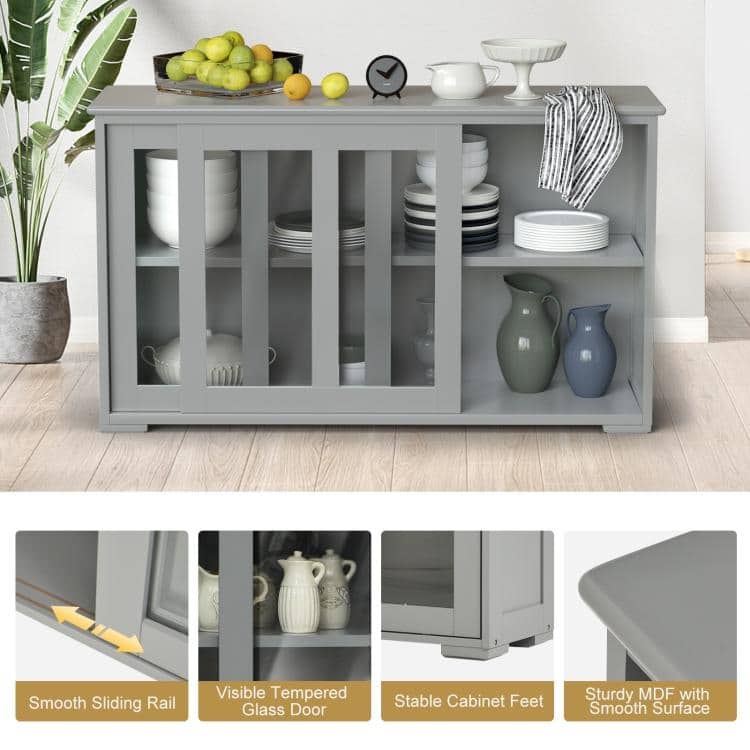Sideboard Buffet Cupboard Storage Cabinet with Sliding Door - 42" x 13.0" x 24.5" (L x W x H)