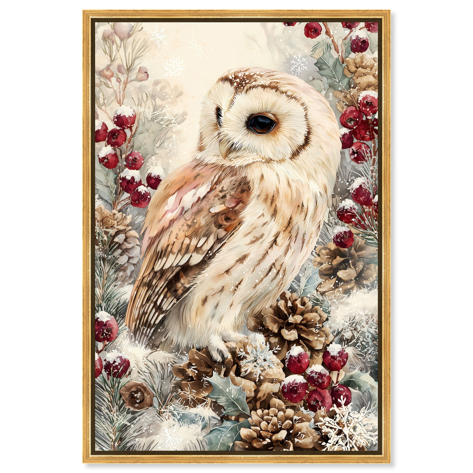 Christmas Forest Owl III Wall Decor Canvas Print by Art Remedy