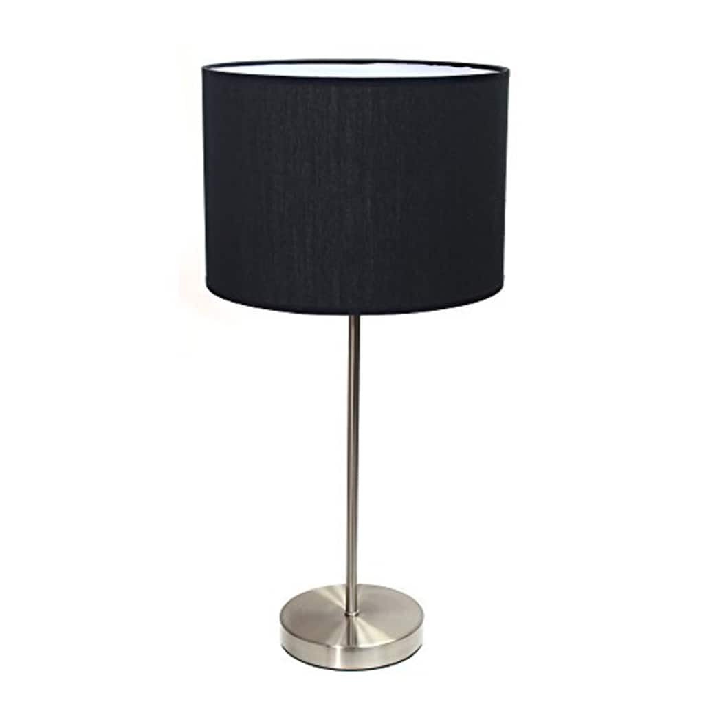 23 in. Brushed Nickel Finish Table Lamp with Black Shade, Durable Stick Lamp for End/Side Tables
