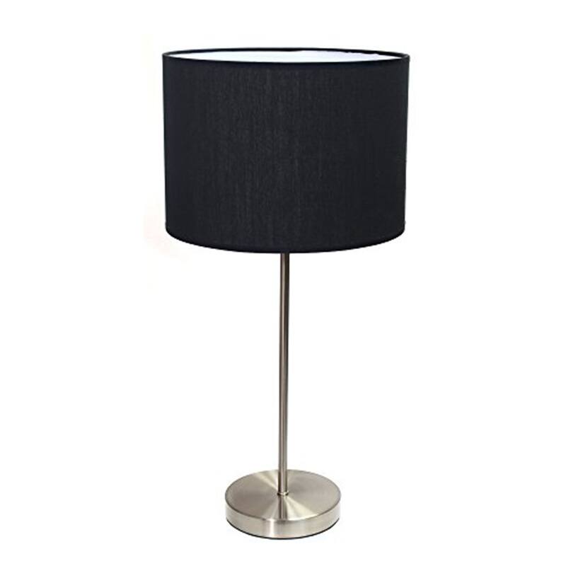 23 in. Brushed Nickel Finish Table Lamp with Black Shade, Durable Stick Lamp for End/Side Tables