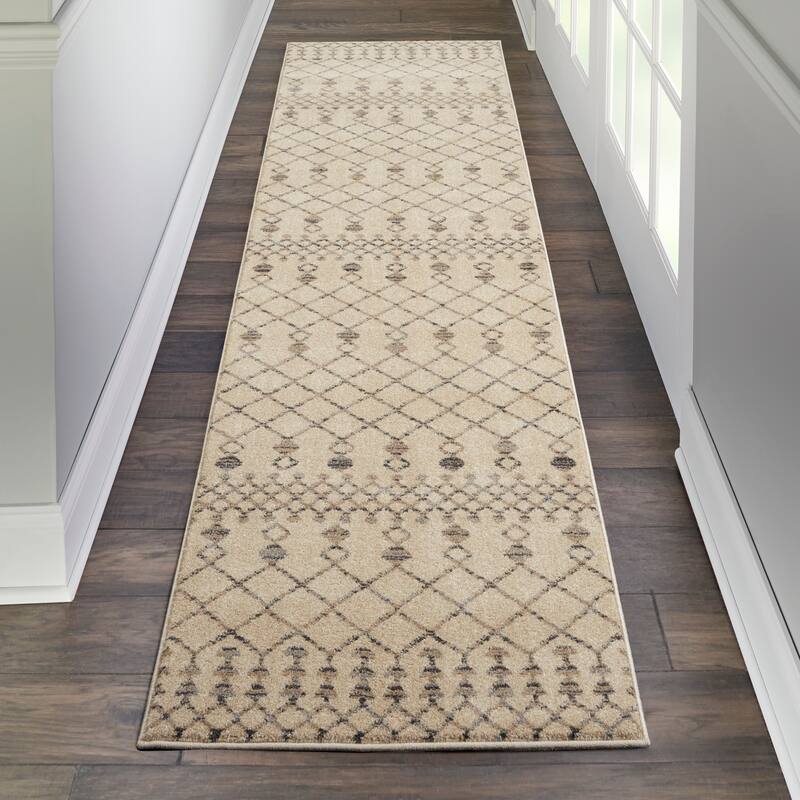 Carson Carrington Drafsen Boho Moroccan Area Rug - 2' 2" x 7' 6" - Beige/Grey - Runner