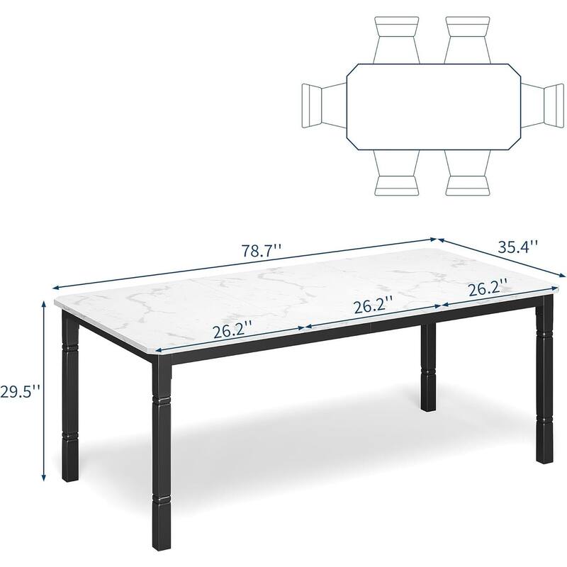 79" Large Industrial Dining Table for 6-8 People for Kitchen, Dining Room (Only Table)