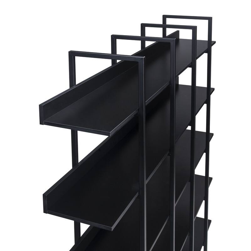 Industrial Style 5-Tier Cross Design Bookcase Home Office Open Bookshelf, Vintage Industrial Style Shelf, MDF Board