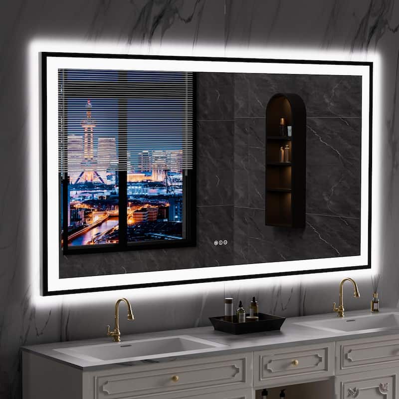 72x40 Inch Frameless LED Bathroom Mirror,Smart Mirror - White