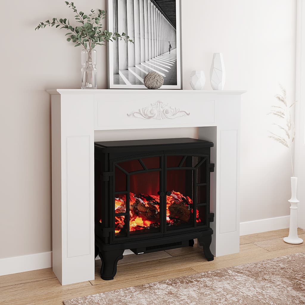 HOMCOM Fir Wood Fireplace Mantel Surround, 44.75" W x 40" H, Freestanding Electric Fireplace Stove Mantel
