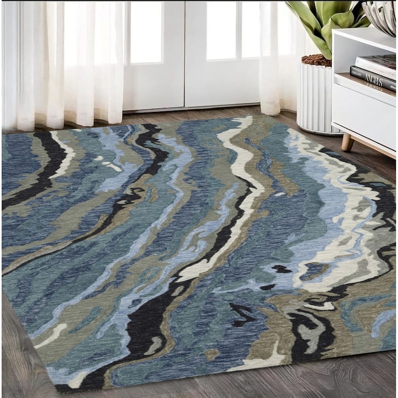 HomeRoots Abstract Modern Rectangle Area Rug - 95.67 in. x 59.84 in. x 0.39 in.