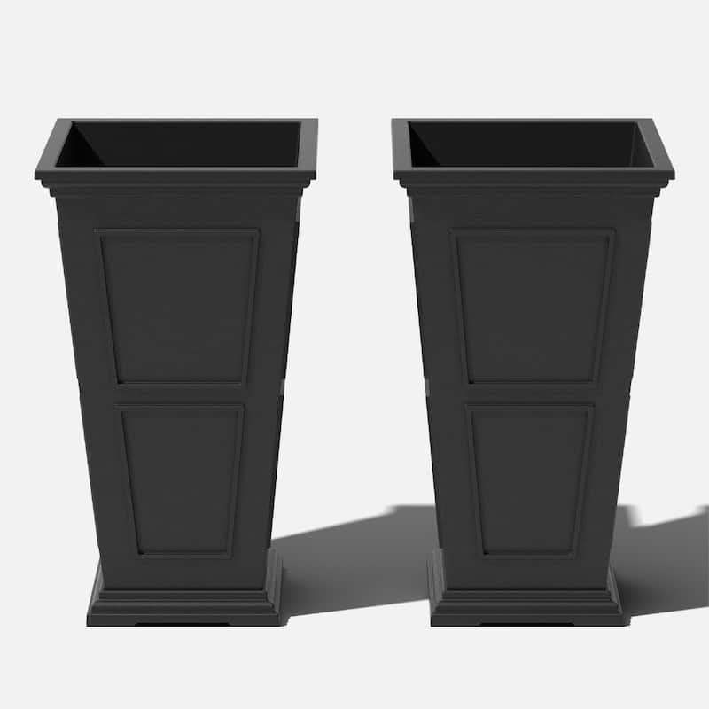 Veradek Brixton Tall 28-inch Planter - 26"H x 14.75"W x 14.75"L - 2 Pack - Black