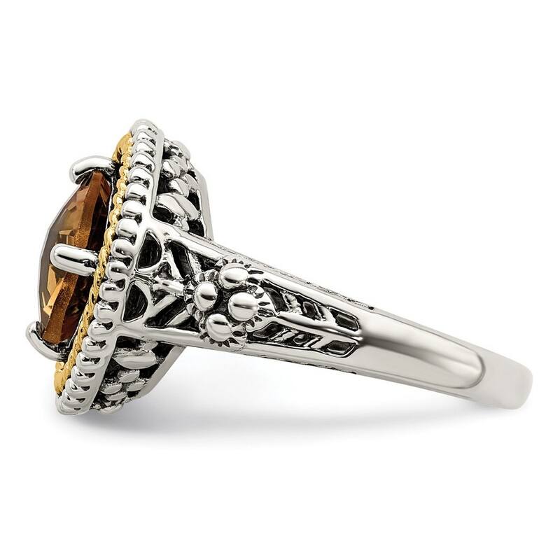 Curata 925 Sterling Silver Polished Prong set With 14k 2.10Citrine Ring