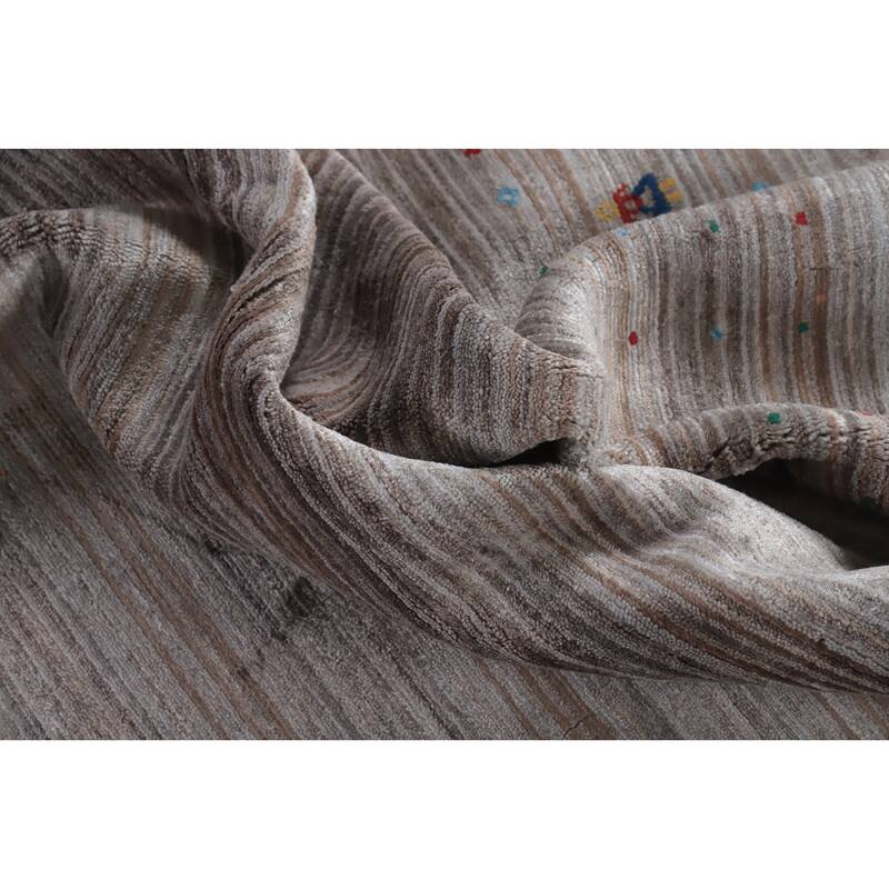 Hand Knotted Oriental 100% Wool Carpet Tribal Tribal Greys & Charcoal Gabbeh Area Rug - 9' 10'' X 8' 0''