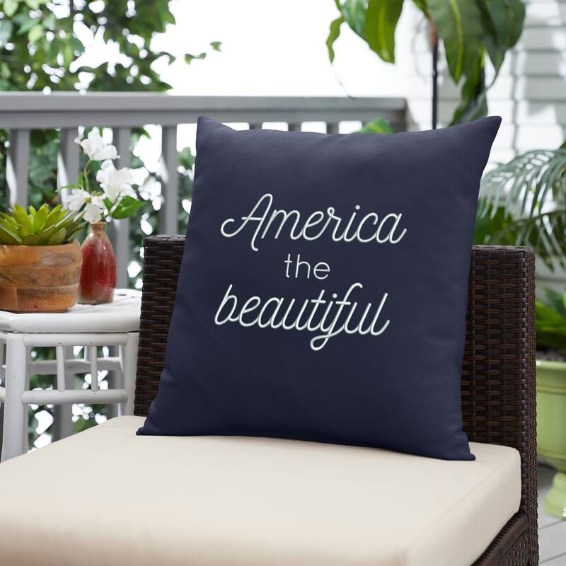 Mozaic Embroidered America the Beautiful Indoor/Outdoor Square Pillow