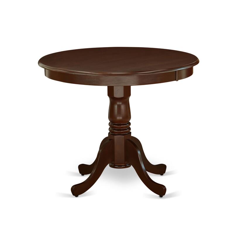 East West Furniture Dinette Set- A Round Dining Room Table with Pedestal and Kitchen Dining Chairs, Mahogany(Pieces Options)