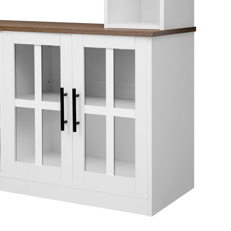 95" Entertainment Center with Electric Fireplace, TV Stand for TVs up to 80" Wall Unit Media Console with Bookshelves & Cabinets