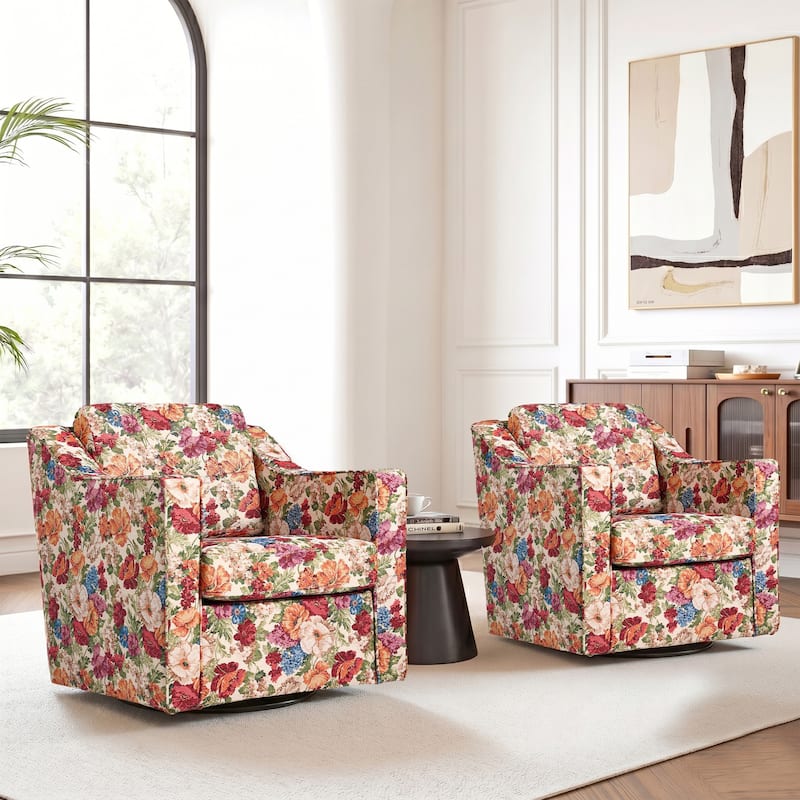 Modern Swivel Upholstered Armchair Accent chair Set of 2