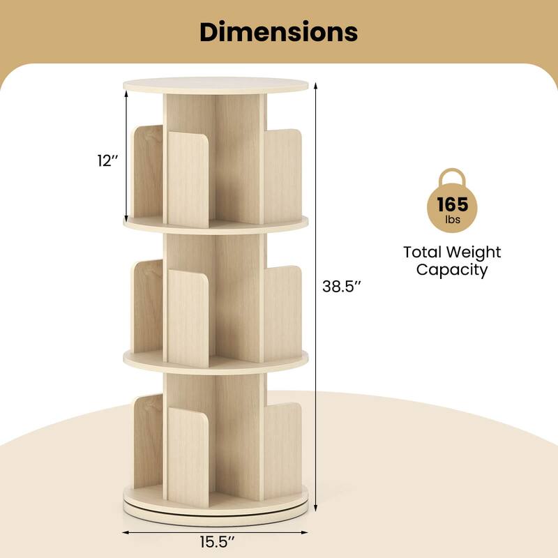 Costway 1/2 PCS 3-Tier Rotating Bookshelf 360° Display Rack with - See Details