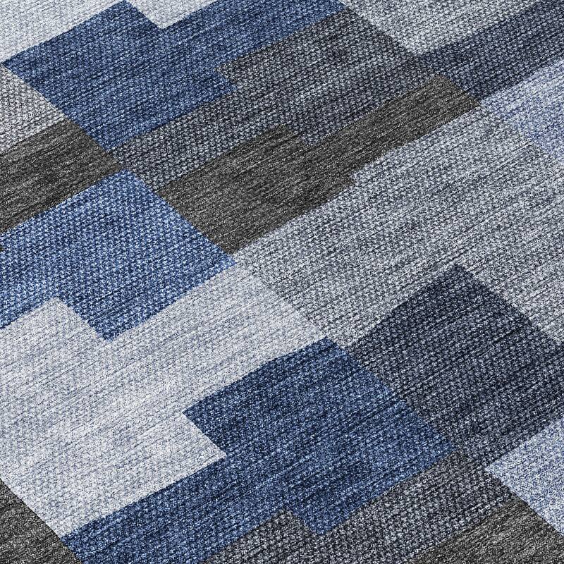Machine Washable Indoor/ Outdoor Chantille Modern Blocks Rug