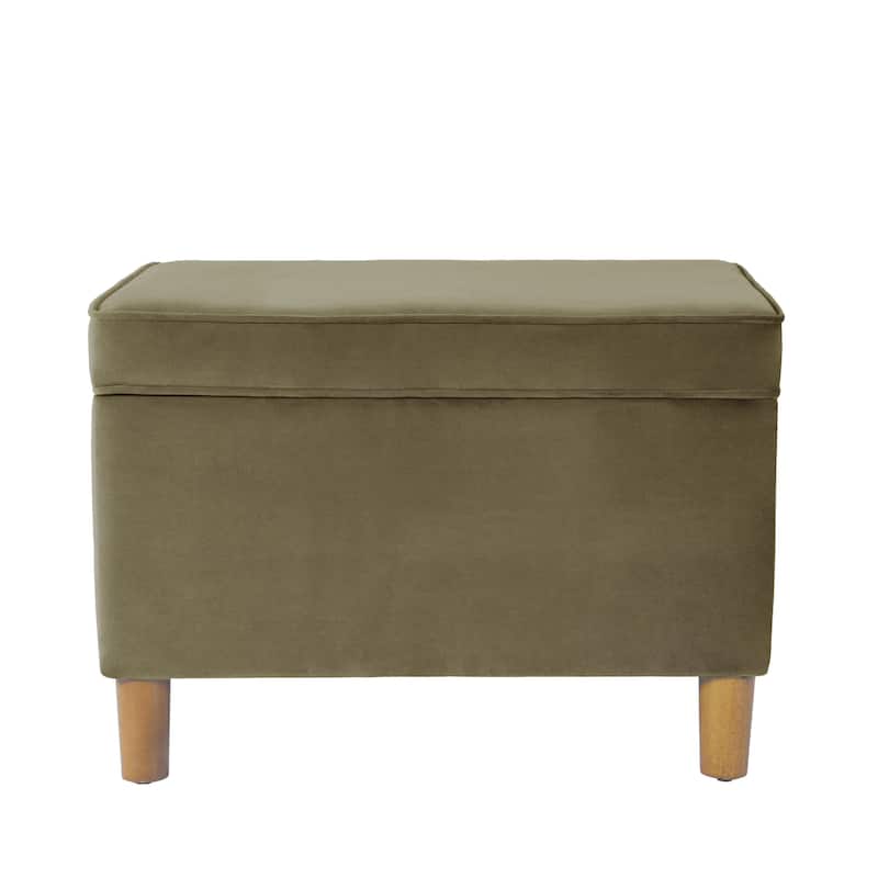 Fero Storage Ottoman, 24in Rectangular Hinged Lid, Sage Green Velvet