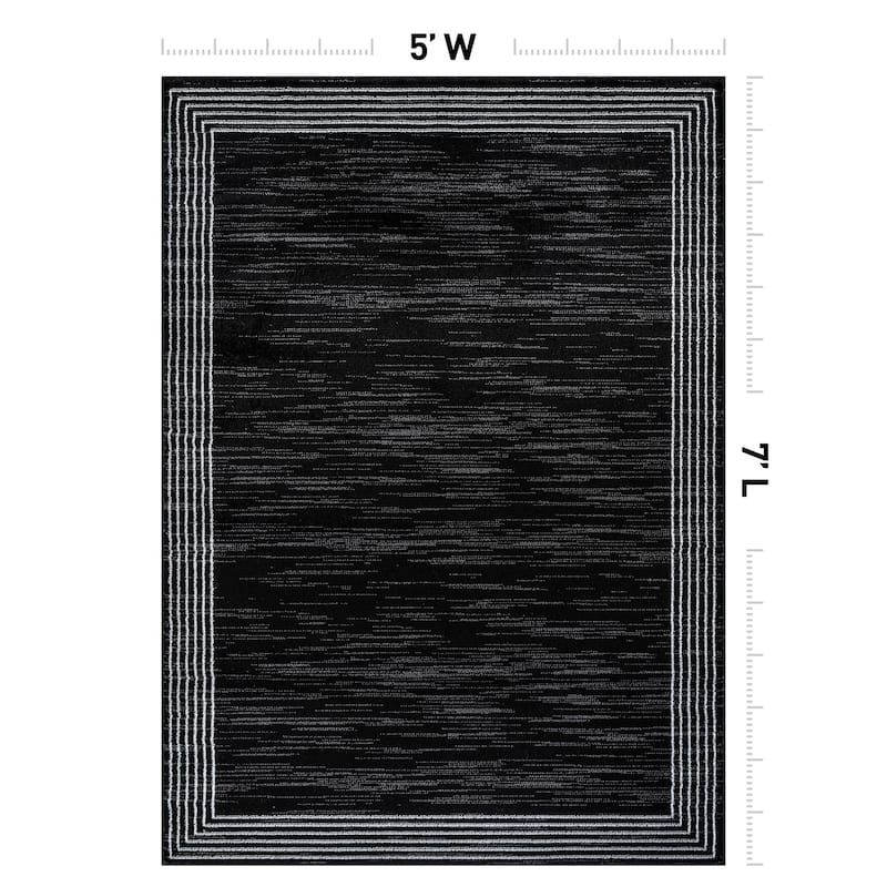 World Rug Gallery Modern Geometric Border Area Rug
