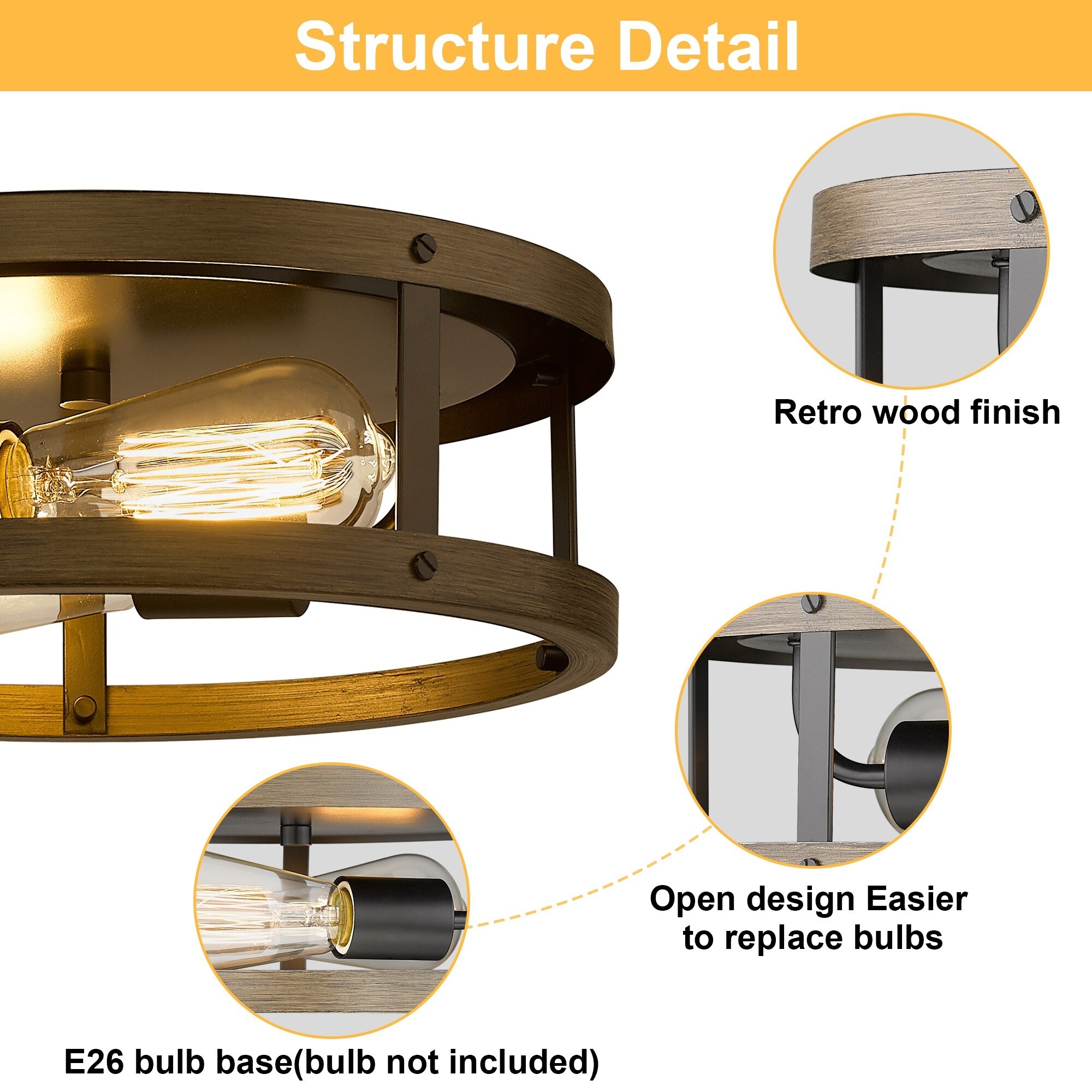 12.9 Inch Modern Semi-Flush Mount Ceiling Light Fixture-image