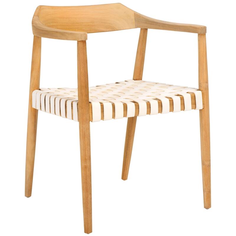 SAFAVIEH Diana Solid Wood & Leather Accent Chair (Fully Assembled) - W22" x D21" x H29" - 22Wx21Dx29H