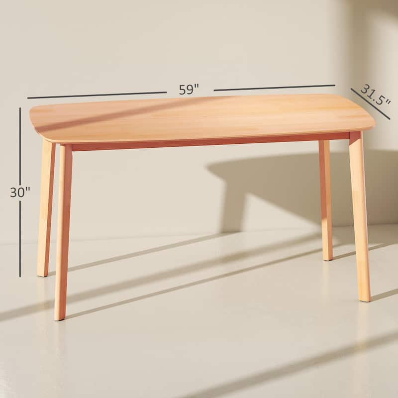 HOMCOM Solid Wood Dining Table for 6 People, 59" Long Rustic Rectangular Kitchen Table with Large Tabletop for Dining Room