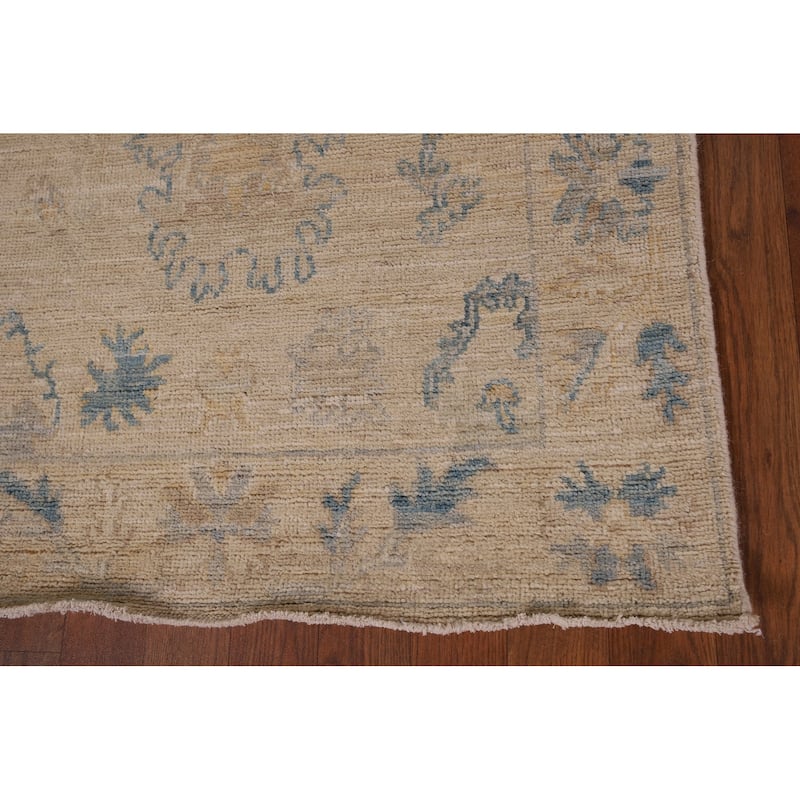 Earth Tone Oushak Vegetable Dye Runner Rug Hand-Knotted Wool Carpet - 2'11" x 9'8"