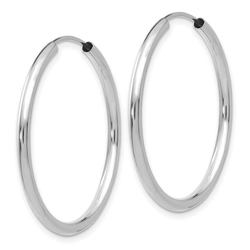 Curata 14k White Gold 2x30mm Polished Endless Hoop Earrings