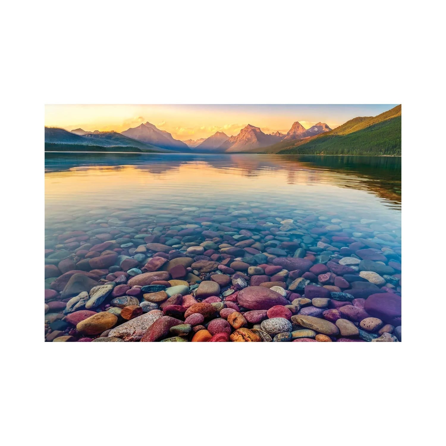 "Glacier National Park Sunset - Colorful Rocks In Lake Mcdonald, Montana" by Daniel Forster Canvas Print