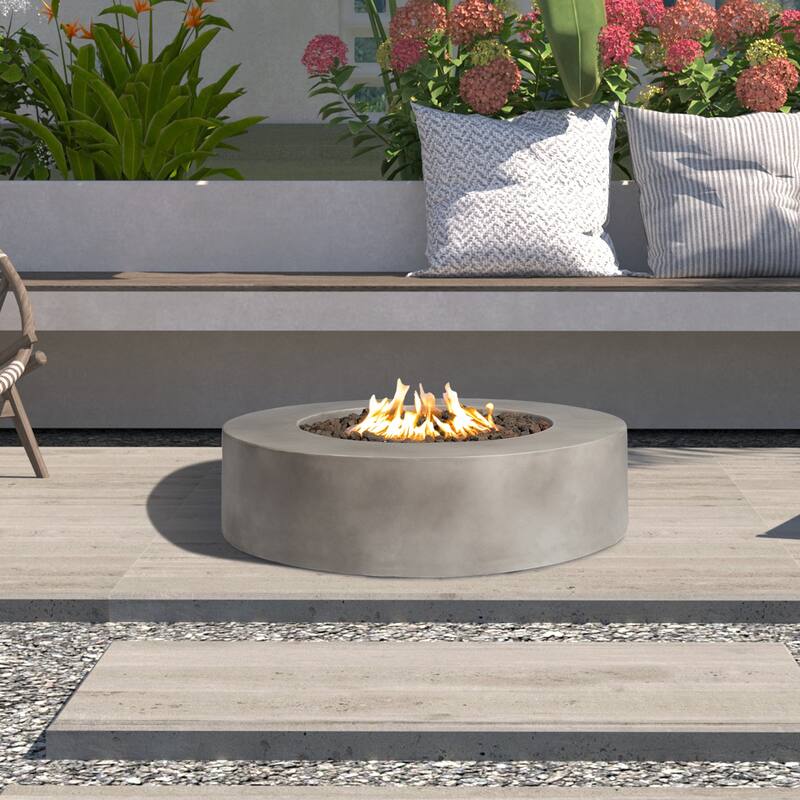 Living Source International Santiago Cast Concrete Firepit Table - 46