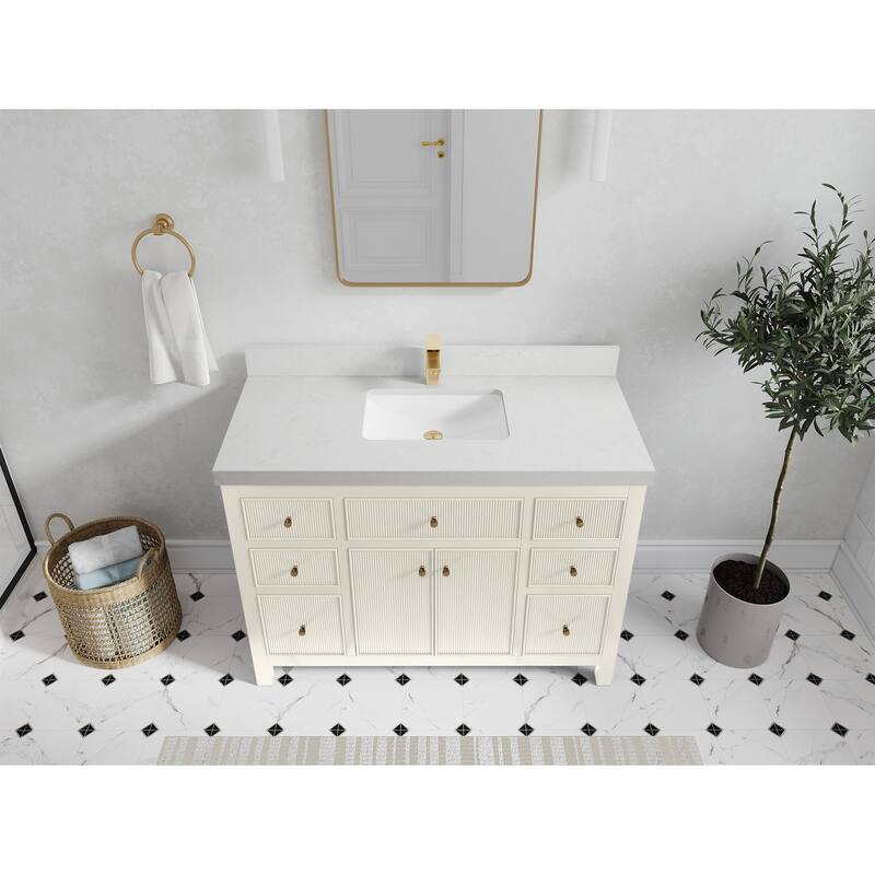 Willow Collections 48 in W x 22 in D Sonoma Free Standing Reeded Single Sink Bathroom Vanity with Countertop