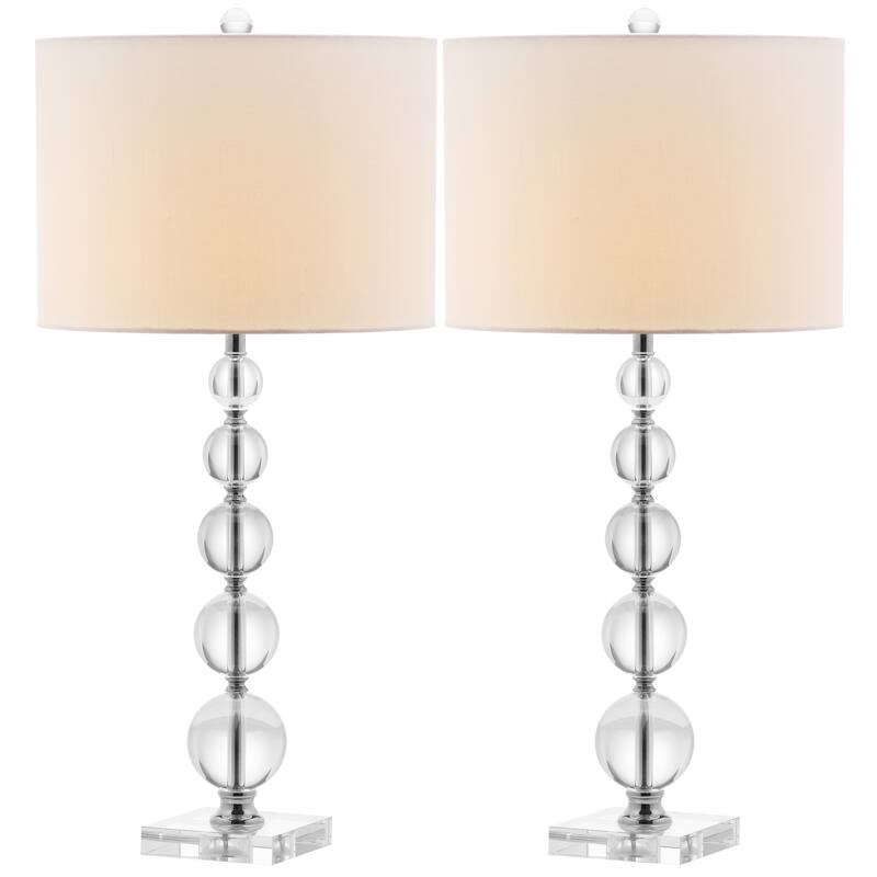 SAFAVIEH Lighting Tatia 29 Inch White Shade Stacked Crystal Ball Table Lamp - 14" W x 14" D x 30" H