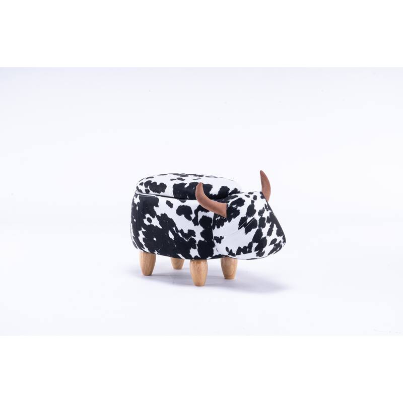 Animal Cow Storage Upholstered Kids Ottoman