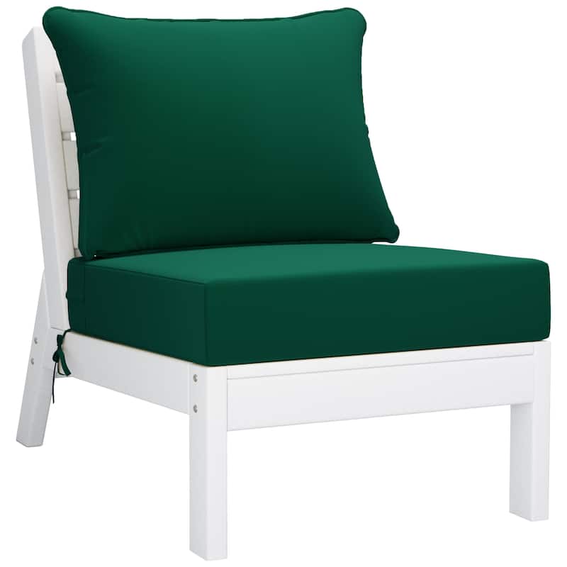 Birchwood All Weather HDPE Outdoor Patio Deep Seating White Armless Chair With Cushions (1-Piece)