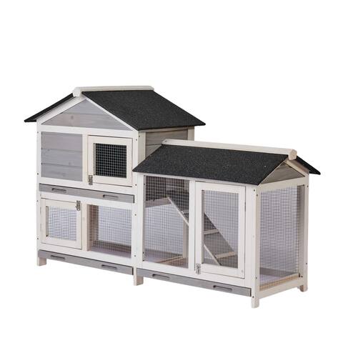 Chicken House Waterproof Wooden Animal Hutch, Indoor Outdoor Chicken Coop Rabbit Hutch Kit w/Roof Animal Hutch for Small Pet