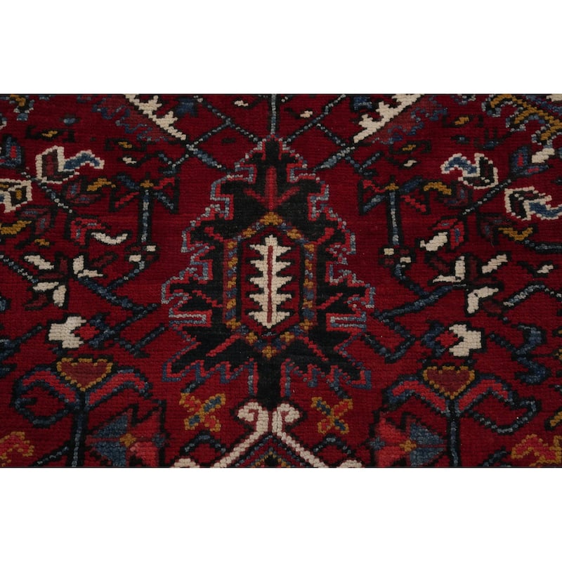 Hand Knotted Oriental 100% Wool Carpet Traditional Medallion Red Heriz Area Rug - 11' 2'' X 7' 10''
