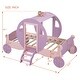 preview thumbnail 7 of 16, Twin Size Princess Bed with Crown and Wheel Decoration, Wooden Platform Carriage Bed Frame with Stair for Kids Bedroom